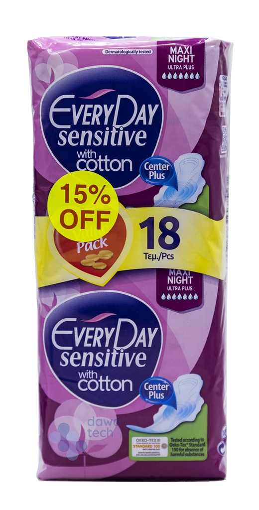 Everyday Sensitive With Cotton Maxi Night Ultra Plus 18Pcs
