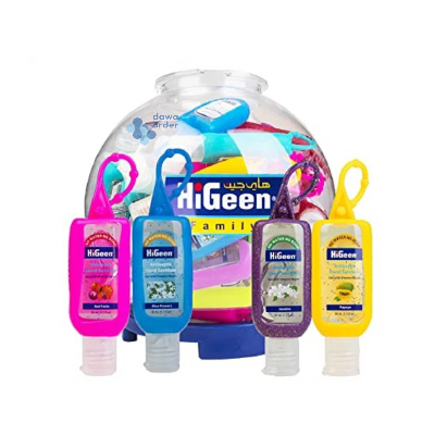 Higeen Hand Sanitizer With Silicon Holder 44 Pcs (50 Ml)+Acrylic Ball+Stand