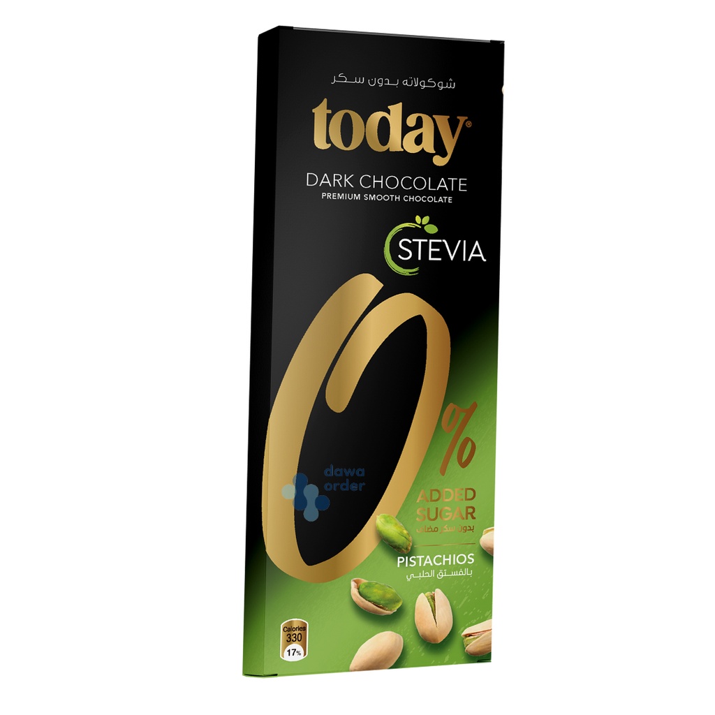 Today Stevia 60G Milk Choclate With Pistachios