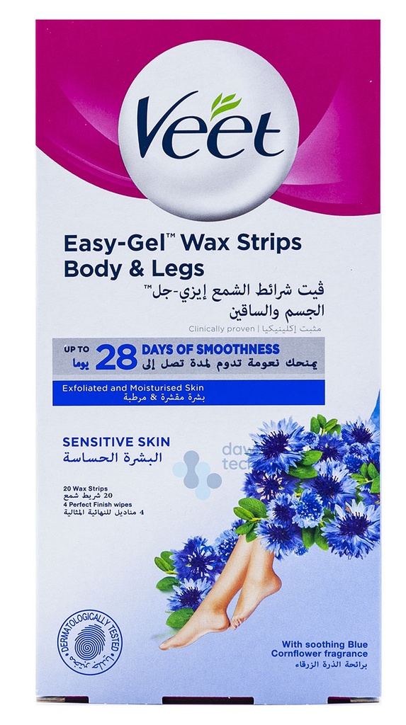 VEET WAX SENSITIVE SKIN STRIPS LEGS&BODY 20PCS
