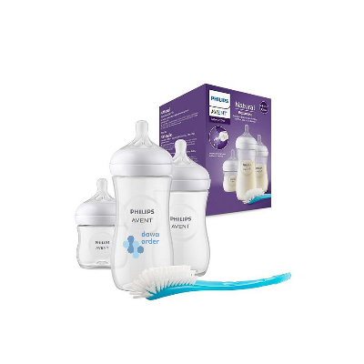 AVENT NATURAL RESPONSE (4 BOTTLE WITH SOOTHER AND BRUSH) (0 M+)