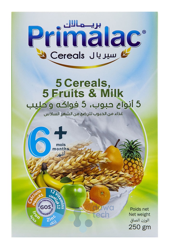 Primalac 5 Cereals 5 Fruit and Milk 250gm