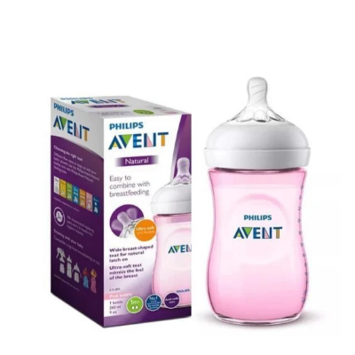 Avent bottle 260ml natural Ultra Soft Nipple Pink
