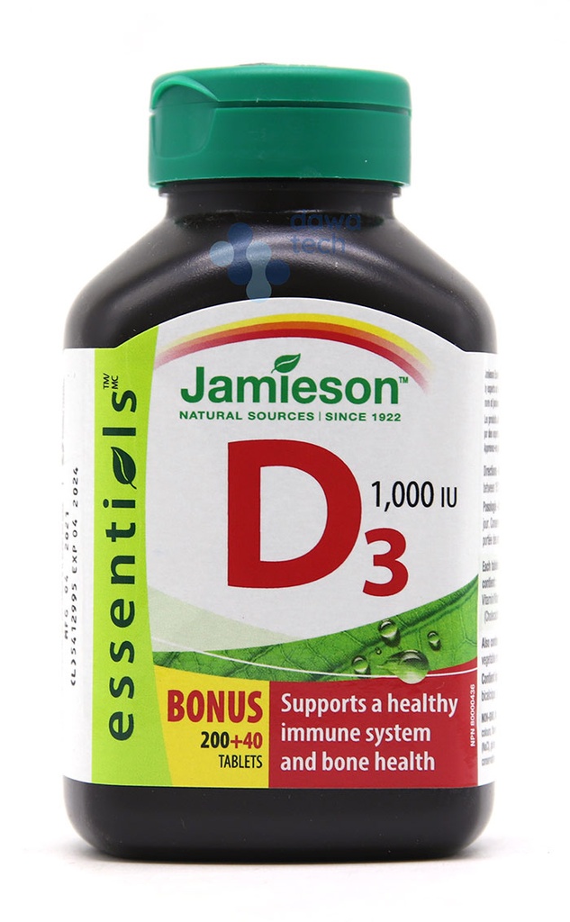 JAMIESON VITAMIN D3 (1000 iu) (200+40 TABLETS)