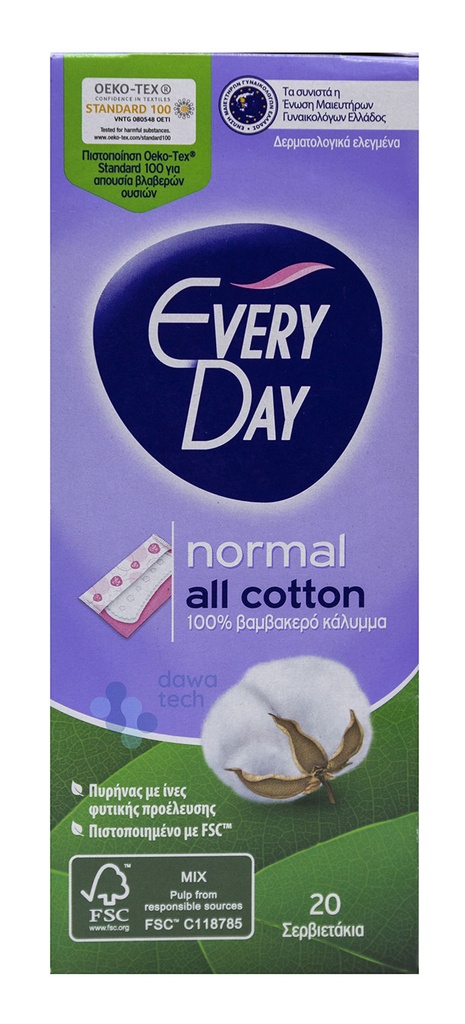 Everyday All Cotton Normal 20 Pantyliners