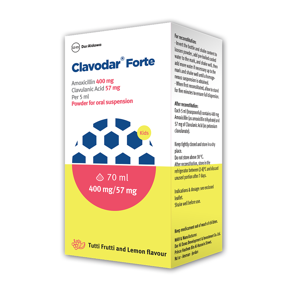 CLAVODAR    400 mg/5ml, 57 mg/5ml Oral Powder