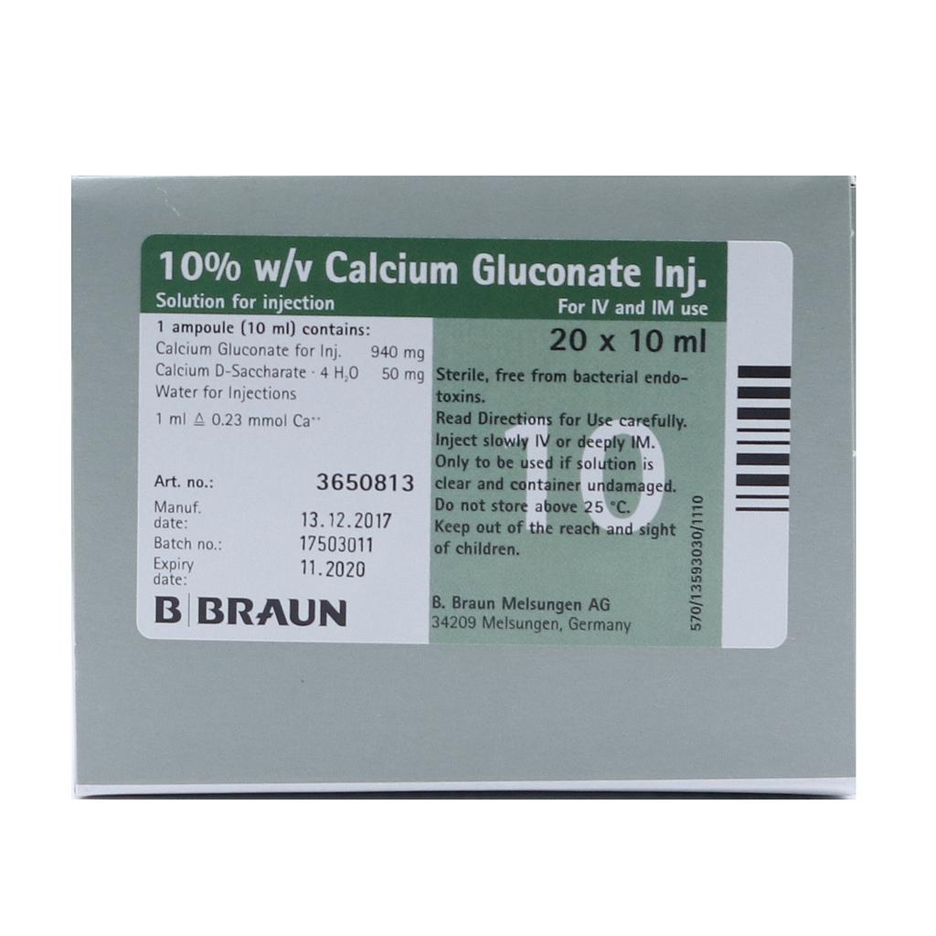 Calcium Gluconate 0.1 Parenteral liquid for injection 