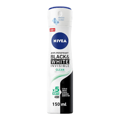 Nivea Clean Black&White Invisible Spray Deodorant 150Ml