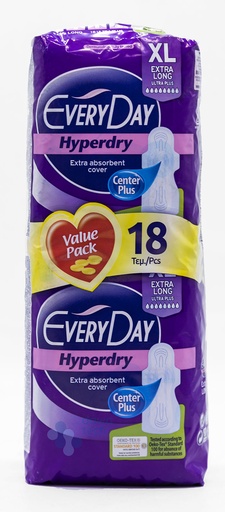 Everyday Hyperdry Extra Long Ultra Plus Xl 18 Pcs