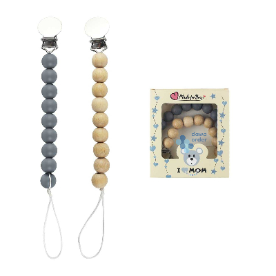 Figured Soother Hanger And Natural Silicone Soother