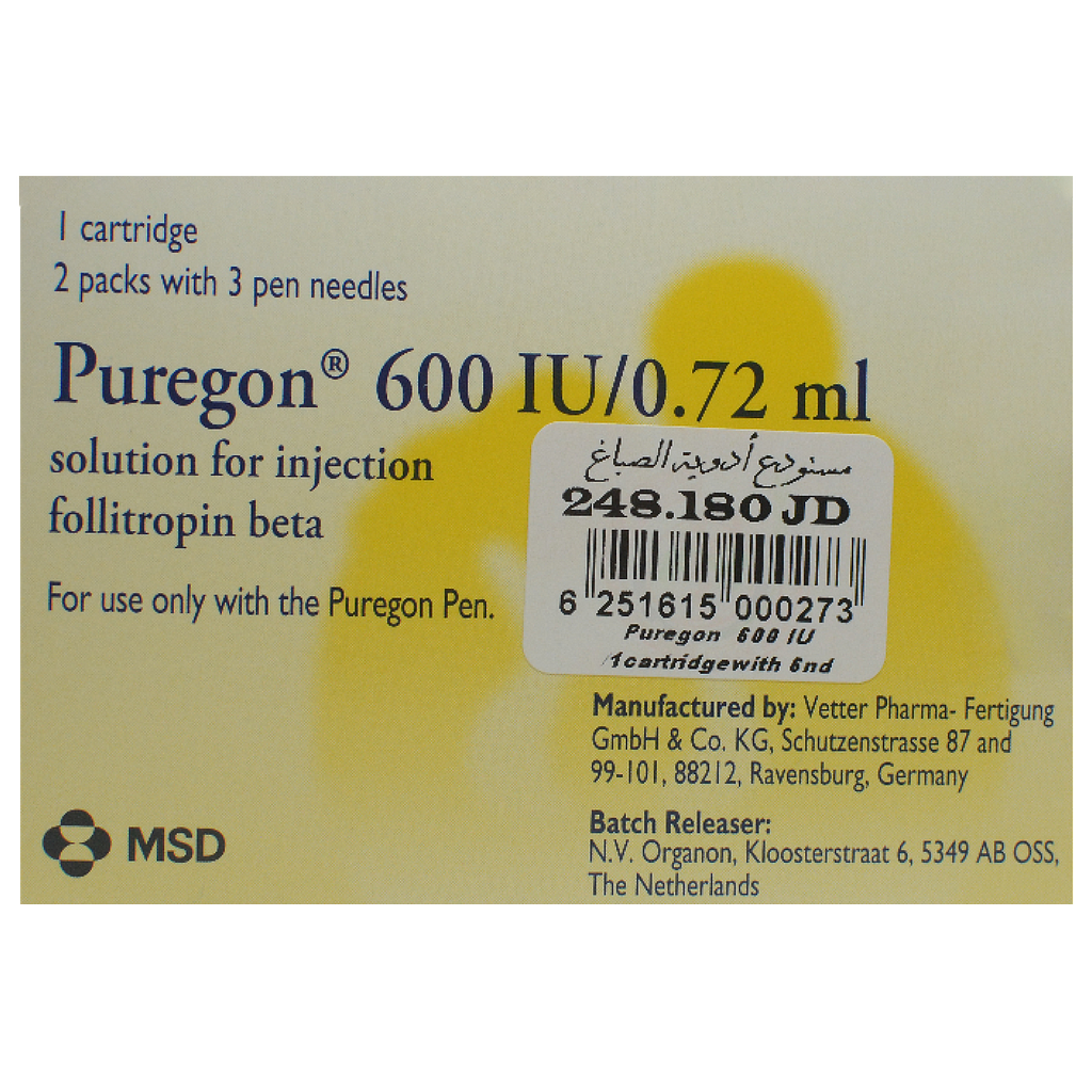 Puregon  600 IU/0.72ml parenteral cartridge