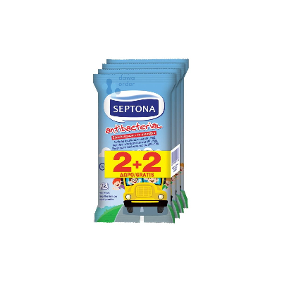 Septona Kids On The Go Antibacterial Wipes 15 Pcs 2+2