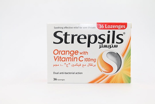 Strepsils Orange With Vitamin C 1000 Mg (36 Lozenges)