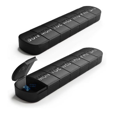 Black Weekly Pill Organizer Box
