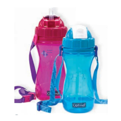 Optimal Silicone Straw Bottle 12M+500Ml Blue Pink