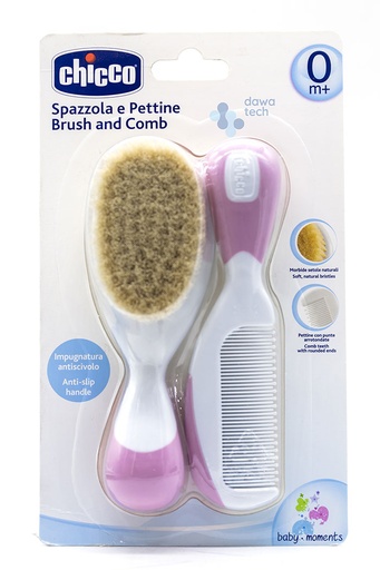 CHICCO nylon brush and comb pink