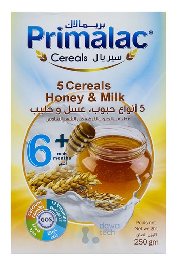 Primalac 5 Cereals Honey & Milk 250Gm
