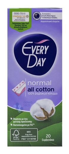 Everyday All Cotton Normal 20 Pantyliners